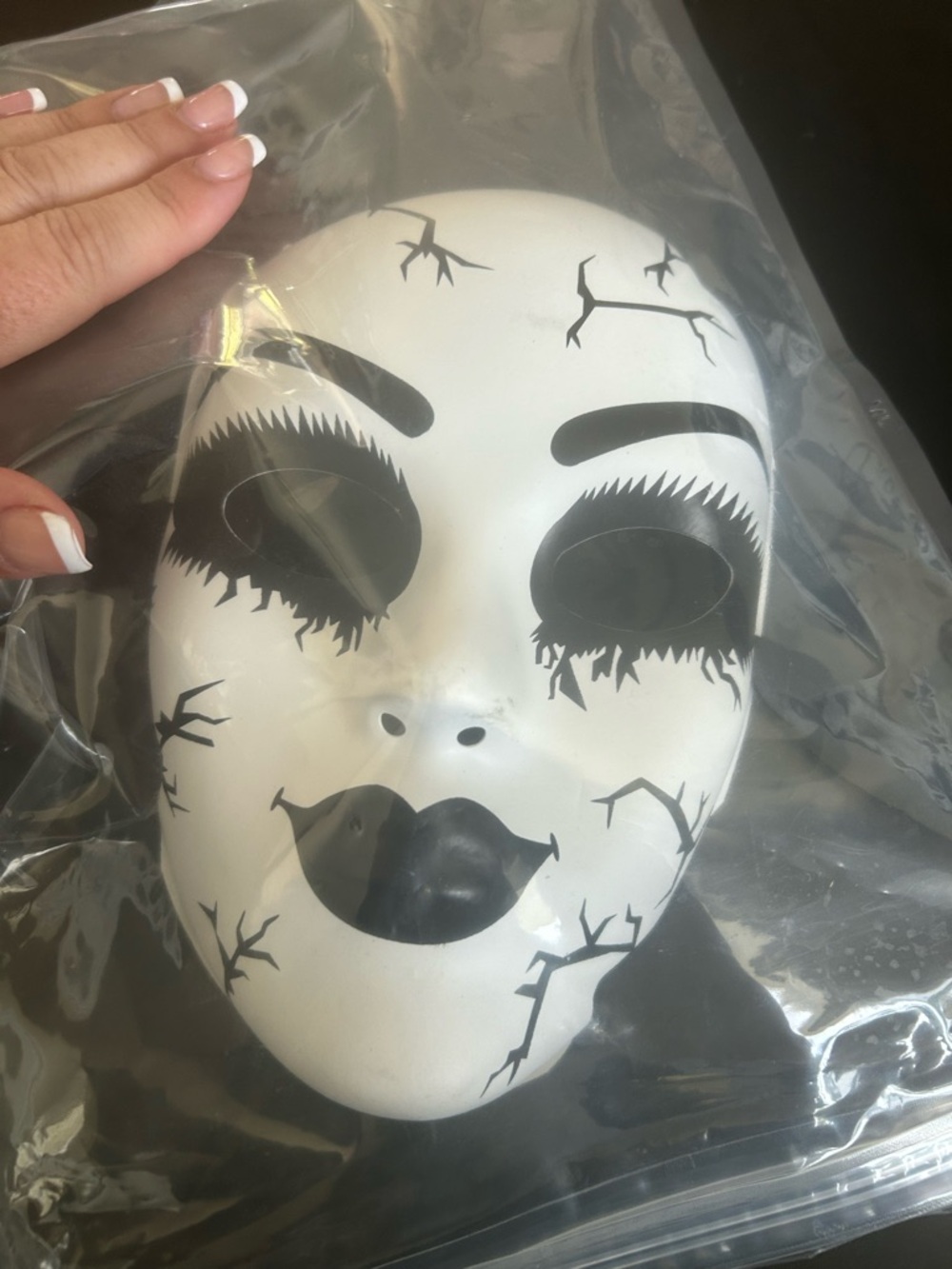 Amazon White and Black Cracked Doll Face Party Mask